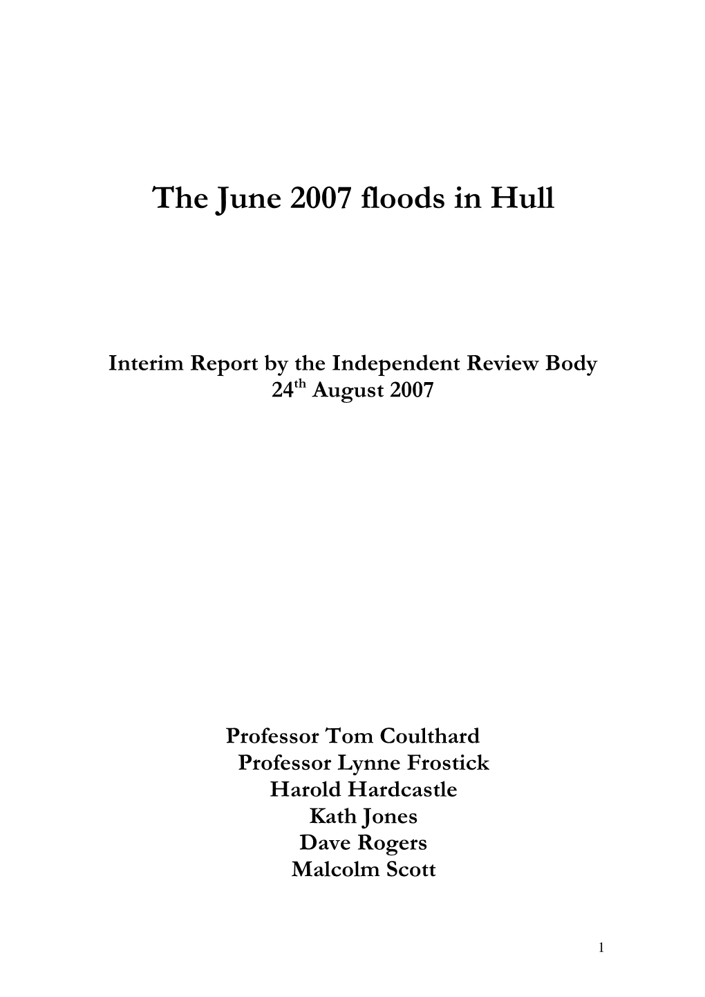 The June 2007 Floods in Hull