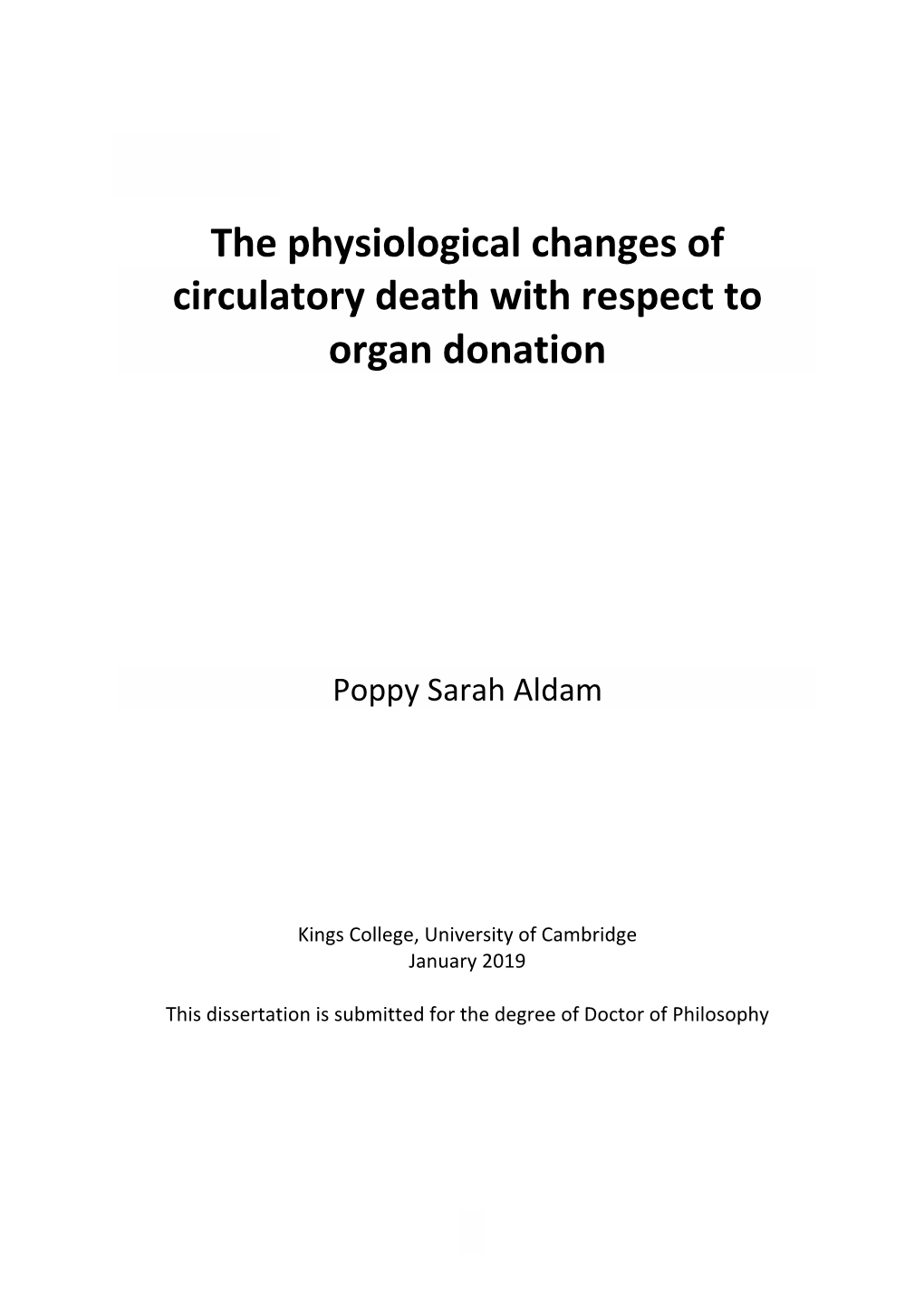 The Physiological Changes of Circulatory Death with Respect to Organ Donation