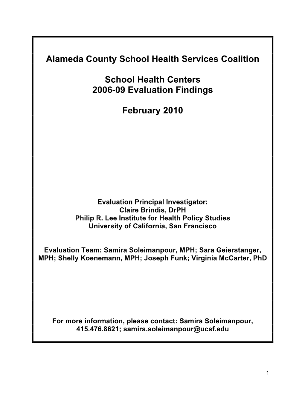 Alameda County School Health Services Coalition School Health