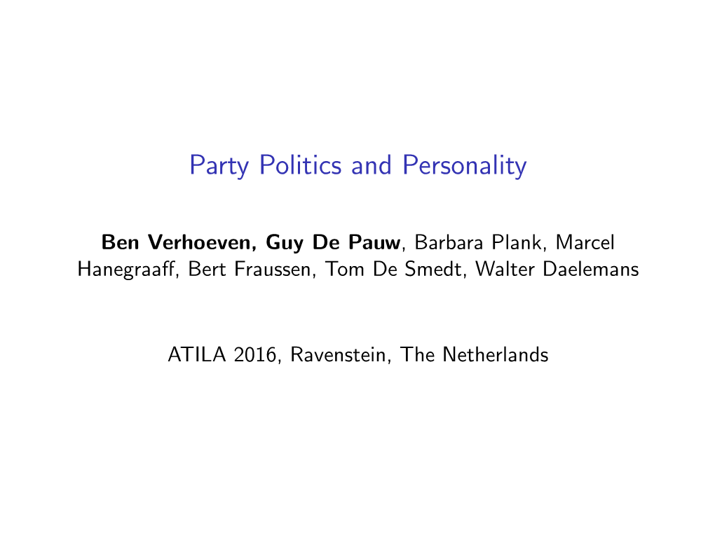 Party Politics and Personality