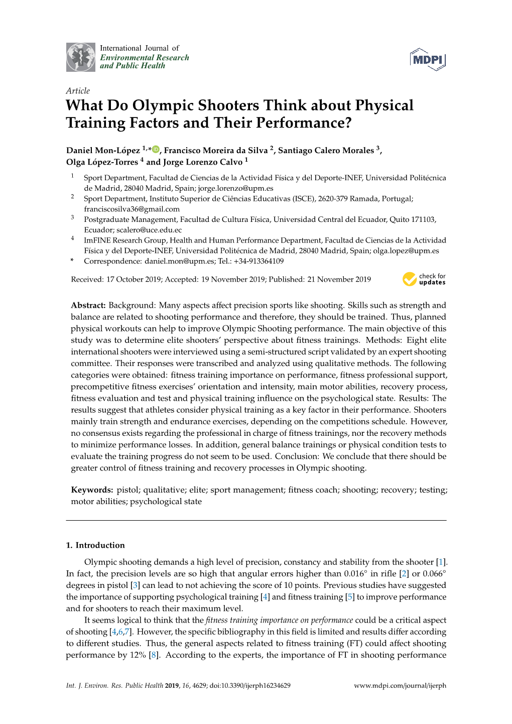 What Do Olympic Shooters Think About Physical Training Factors and Their Performance?