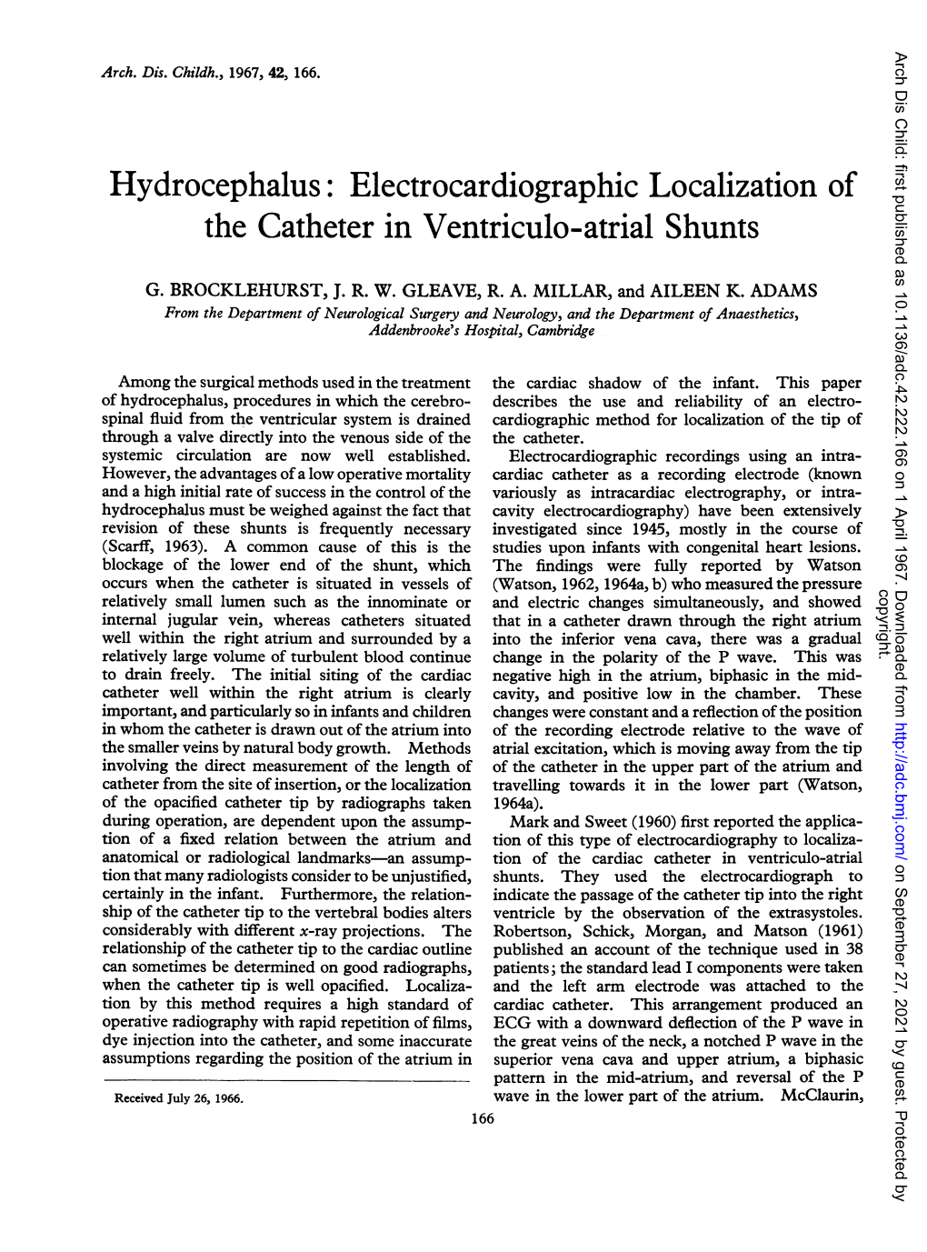 Electrocardiographic Localization of the Catheter in Ventriculo-Atrial Shunts