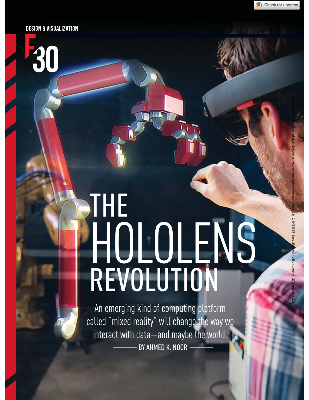 Mechanical Engineering Magazine Feature: Into an All-Pervasive Digital Reality That Is Based on Extraor