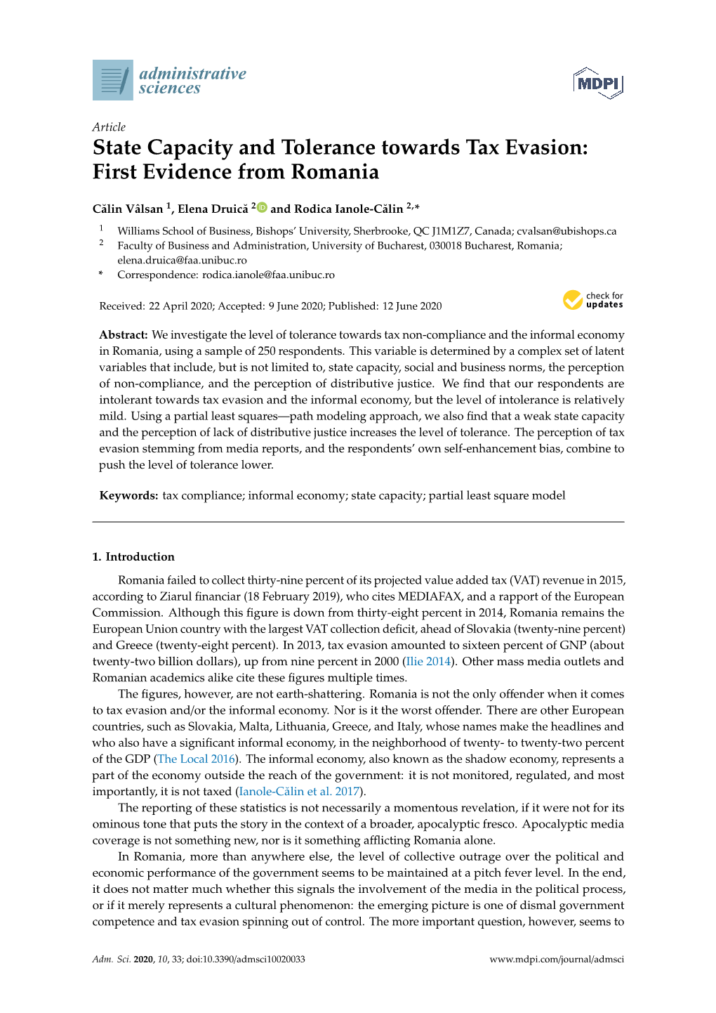 State Capacity and Tolerance Towards Tax Evasion: First Evidence from Romania