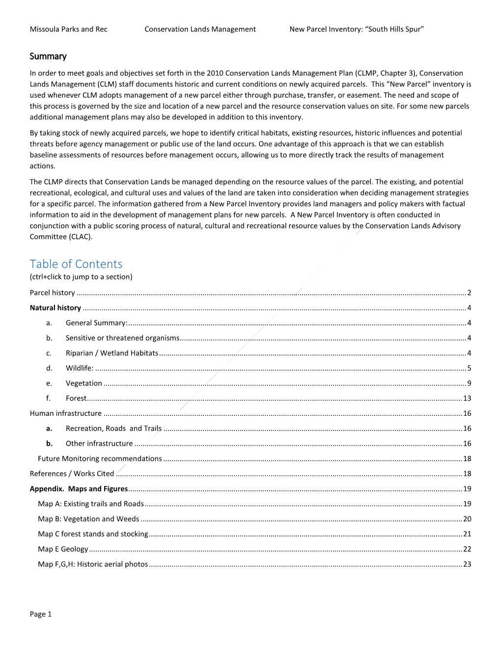 Table of Contents (Ctrl+Click to Jump to a Section) Parcel History