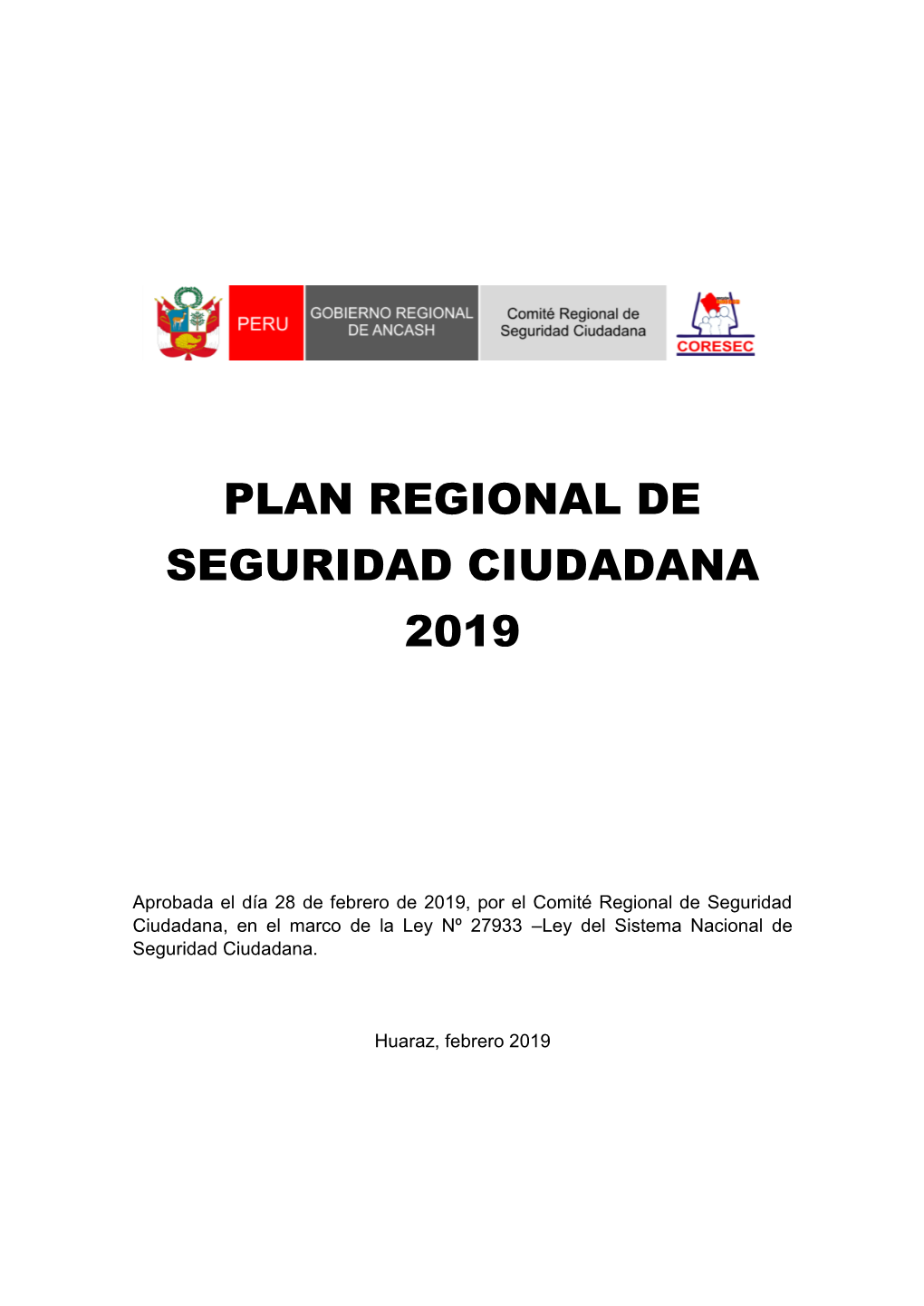 Plan Regional De Seguridad Ciudadana 2019