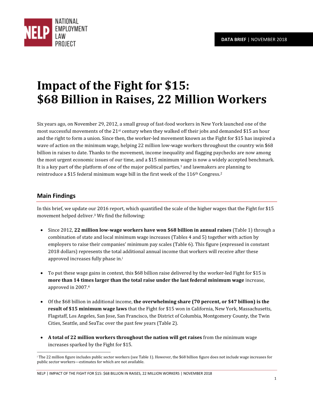 Impact of the Fight for $15: $68 Billion in Raises, 22 Million Workers