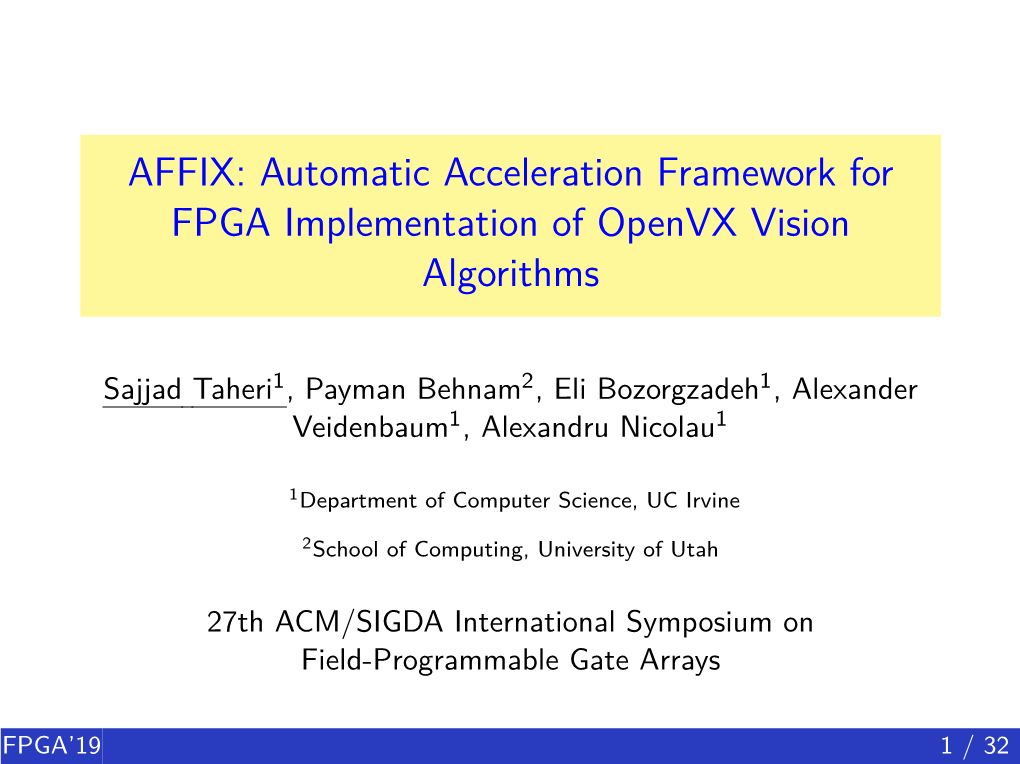 Automatic Acceleration Framework for FPGA Implementation of Openvx Vision Algorithms