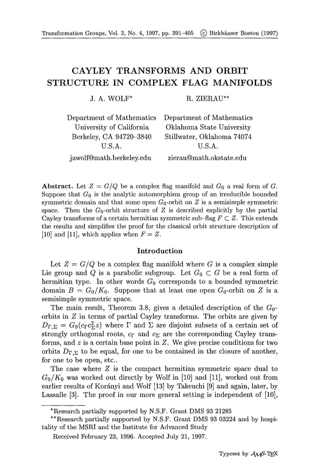 Cayley Transforms and Orbit Structure in Complex Flag Manifolds