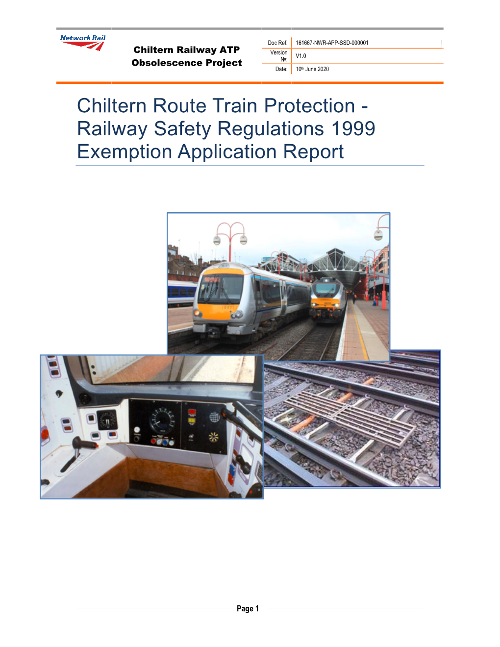 Chiltern Route Train Protection - Railway  Safety Regulations 1999 Exemption Operational Safety Plan R362 (Reference 5)