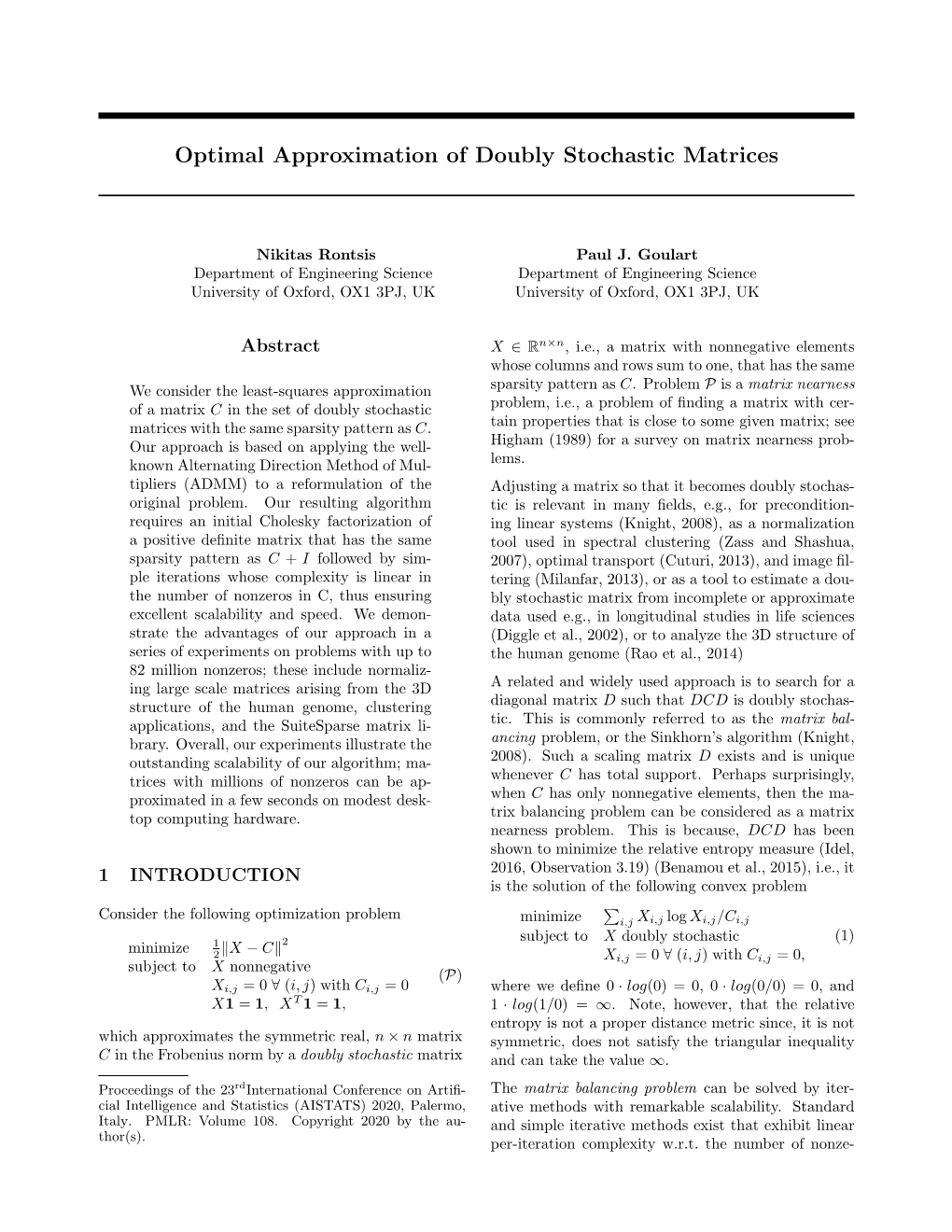 Optimal Approximation of Doubly Stochastic Matrices