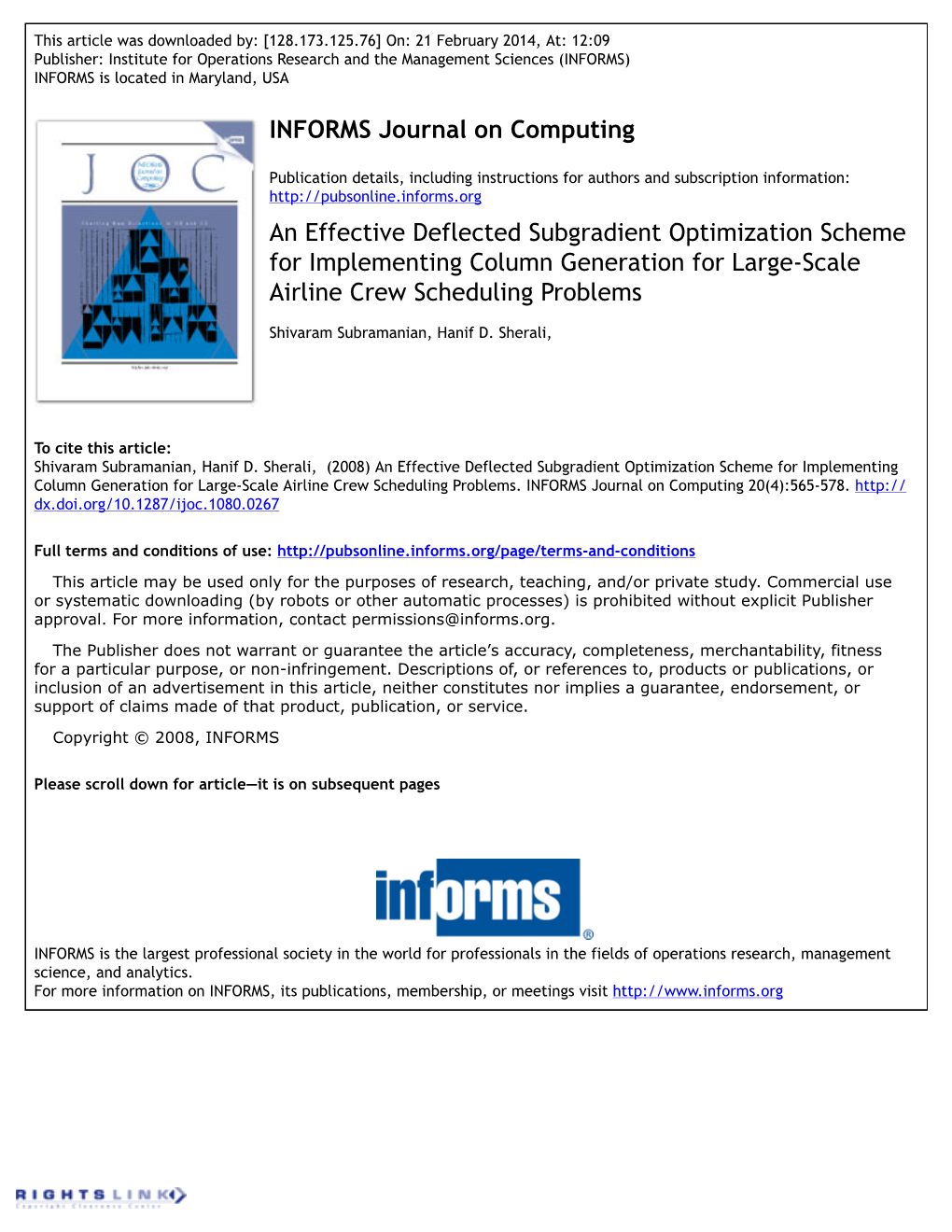 An Effective Deflected Subgradient Optimization Scheme for Implementing Column Generation for Large-Scale Airline Crew Scheduling Problems