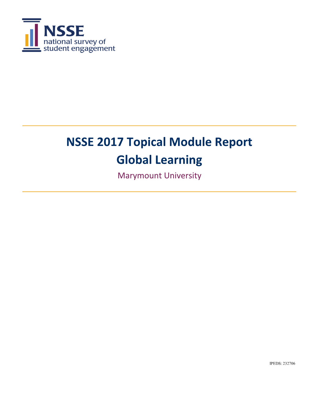 NSSE Global Learning Topical Module