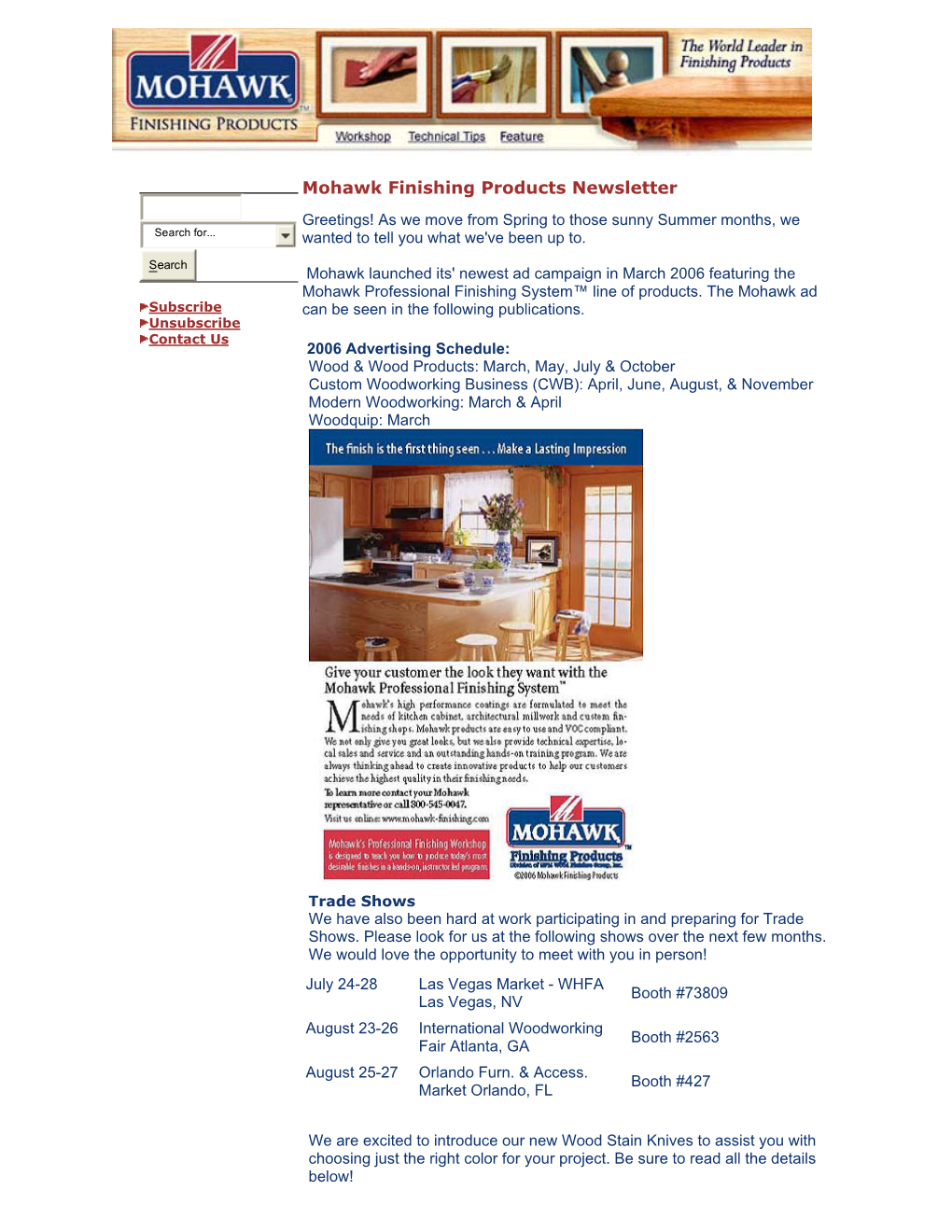 Mohawk Finishing Products Newsletter