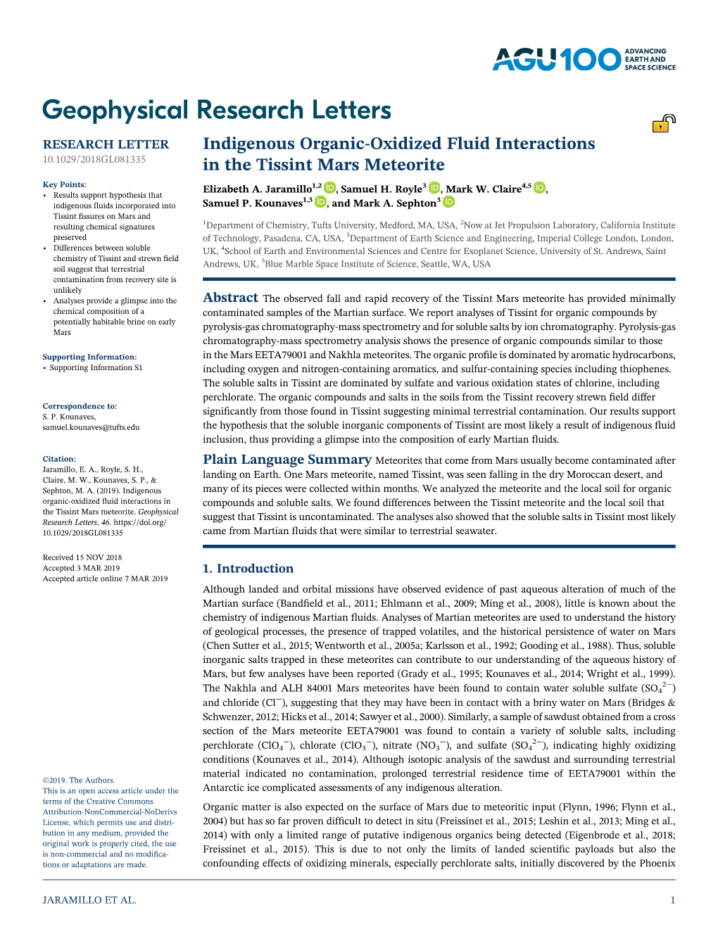 Indigenous Organic-Oxidized Fluid Interactions in the Tissint Mars