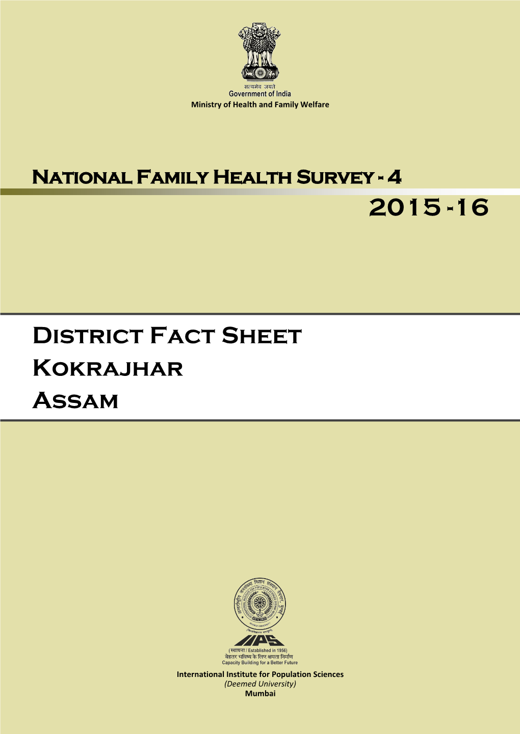 District Fact Sheet Kokrajhar Assam