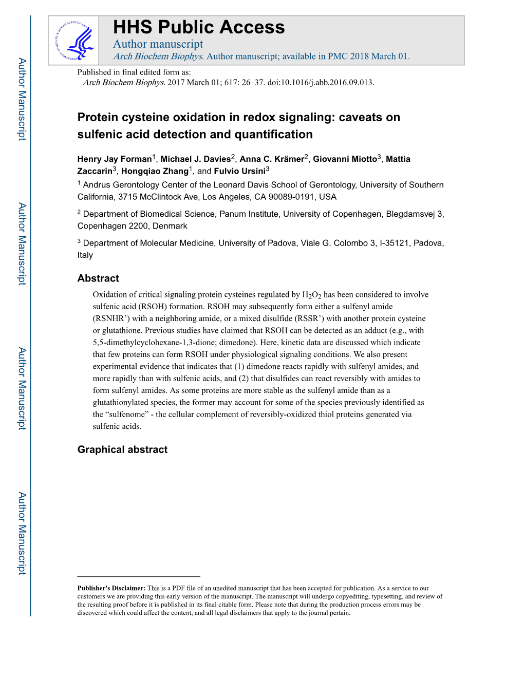 Protein Cysteine Oxidation in Redox Signaling: Caveats on Sulfenic Acid Detection and Quantification