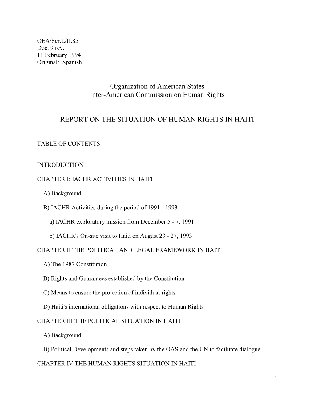 Organization of American States Inter-American Commission on Human Rights