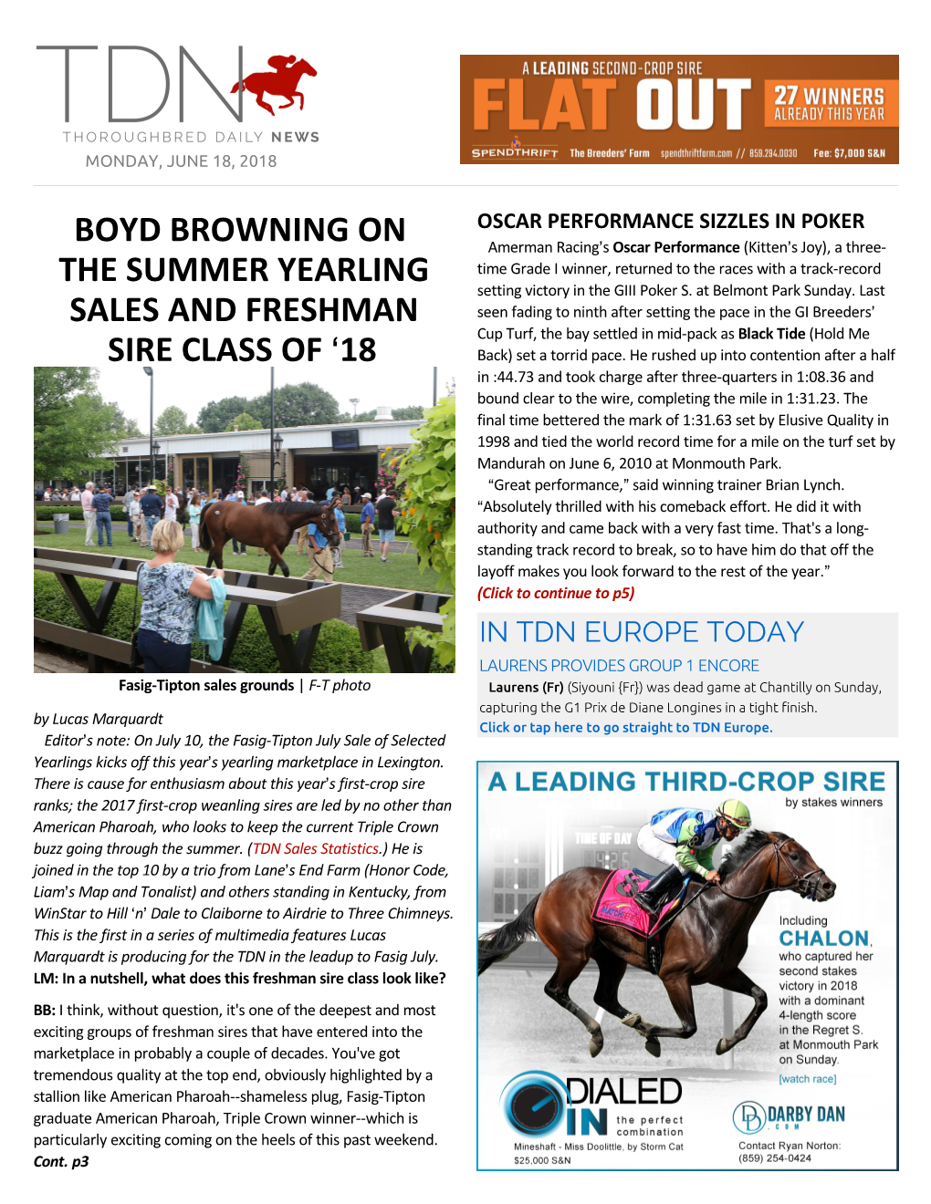 Boyd Browning on the Summer Yearling Sales And