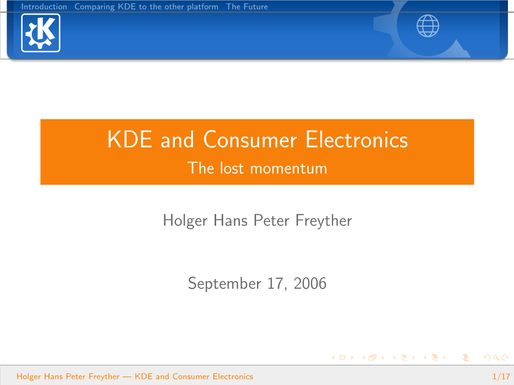 KDE and Consumer Electronics the Lost Momentum