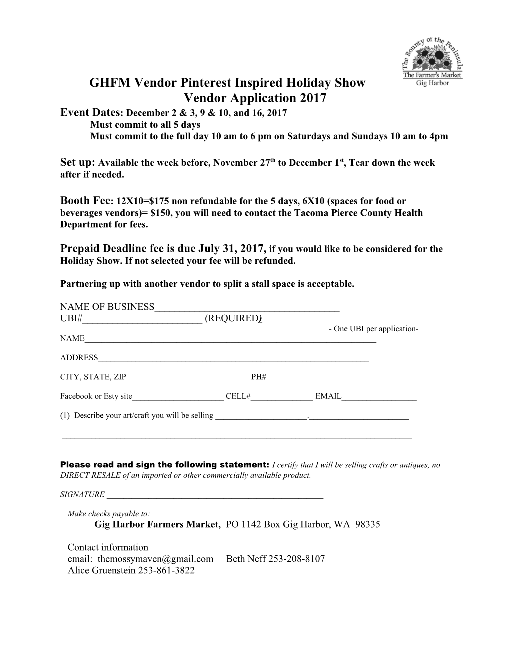 Vendor Application Form