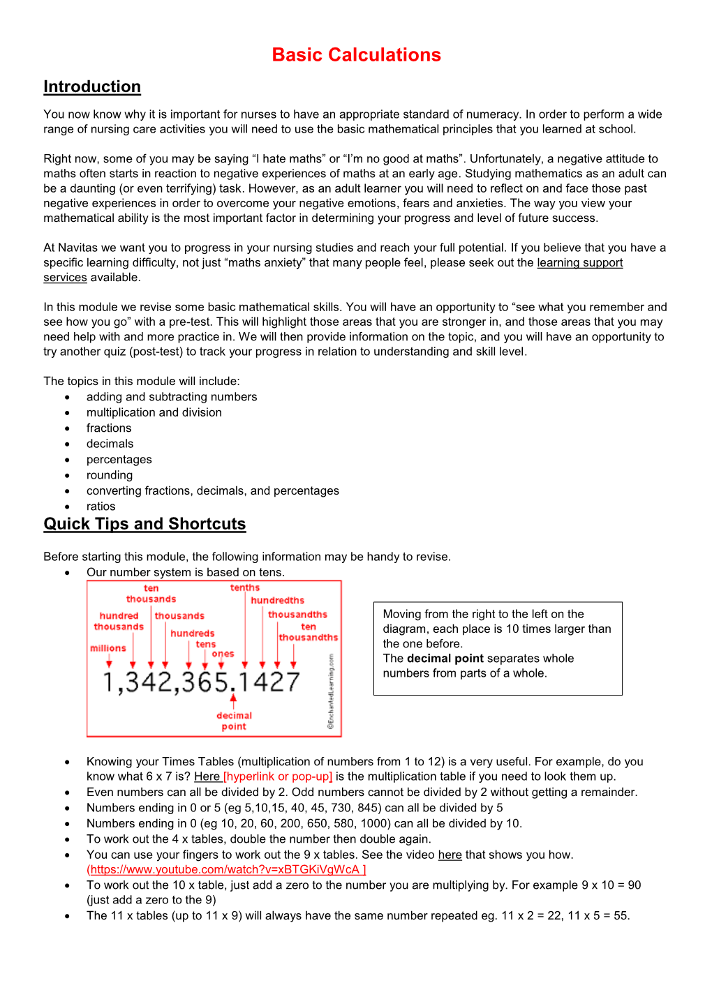 Basic Calculations Introduction