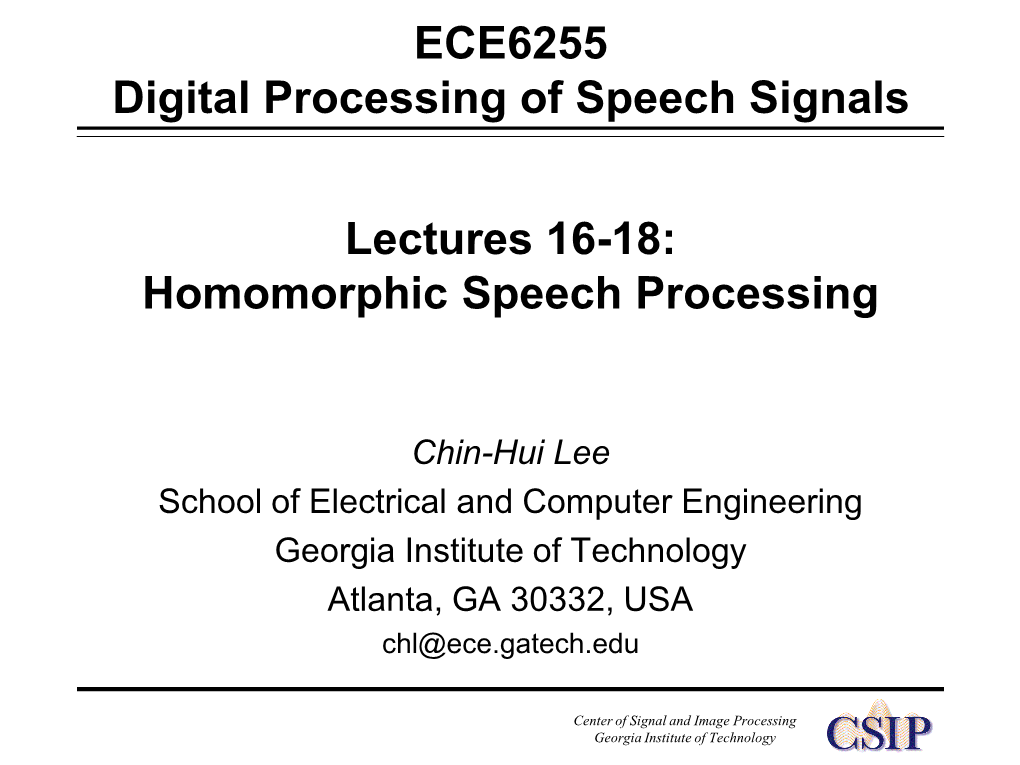 Homomorphic Speech Processing