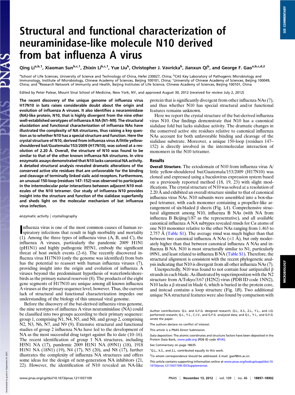 Structural and Functional Characterization of Neuraminidase