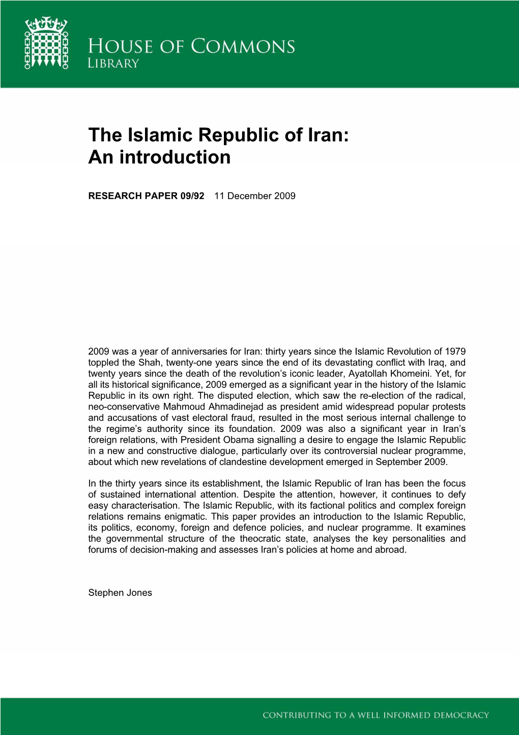 The Islamic Republic of Iran: an Introduction