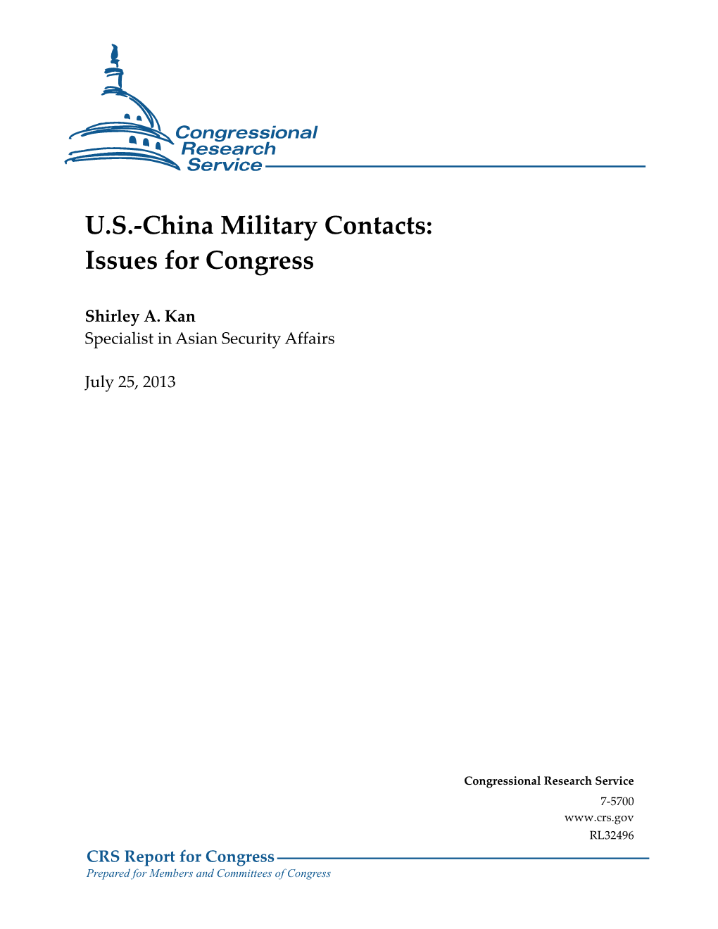 US-China Military Contacts