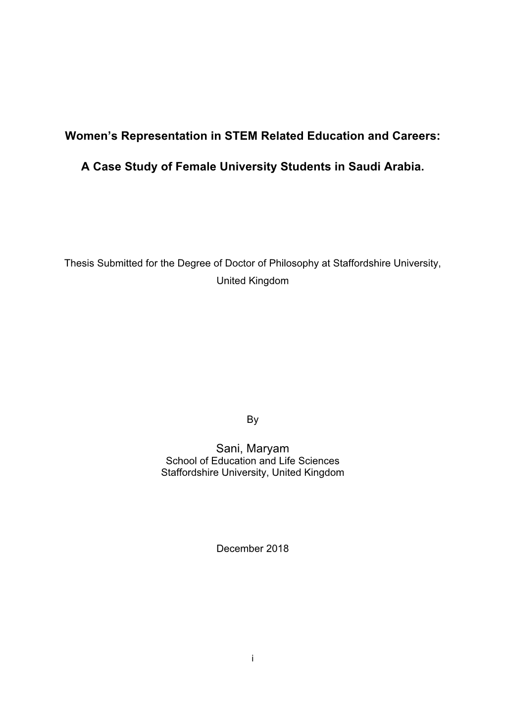 A Case Study of Female University Students in Saudi Arabia. Sani