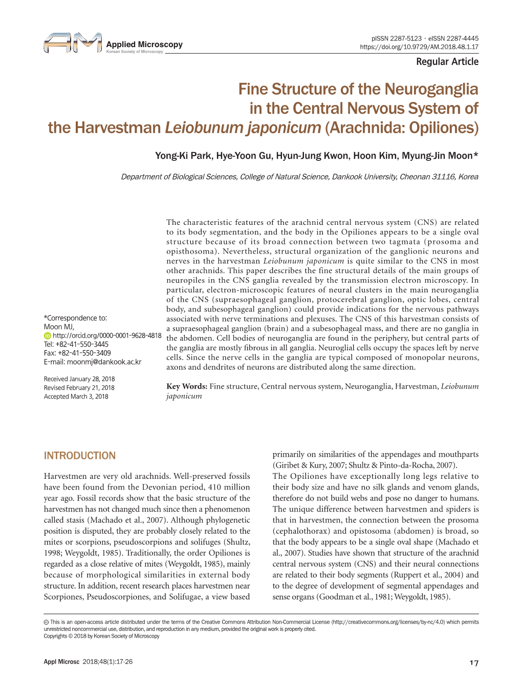 Fine Structure of the Neuroganglia in the Central Nervous System of the Harvestman Leiobunum Japonicum (Arachnida: Opiliones)