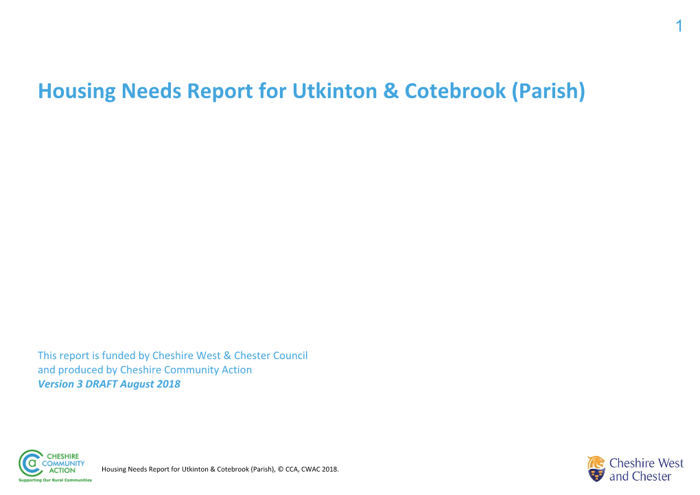 Housing Needs Report for Utkinton & Cotebrook