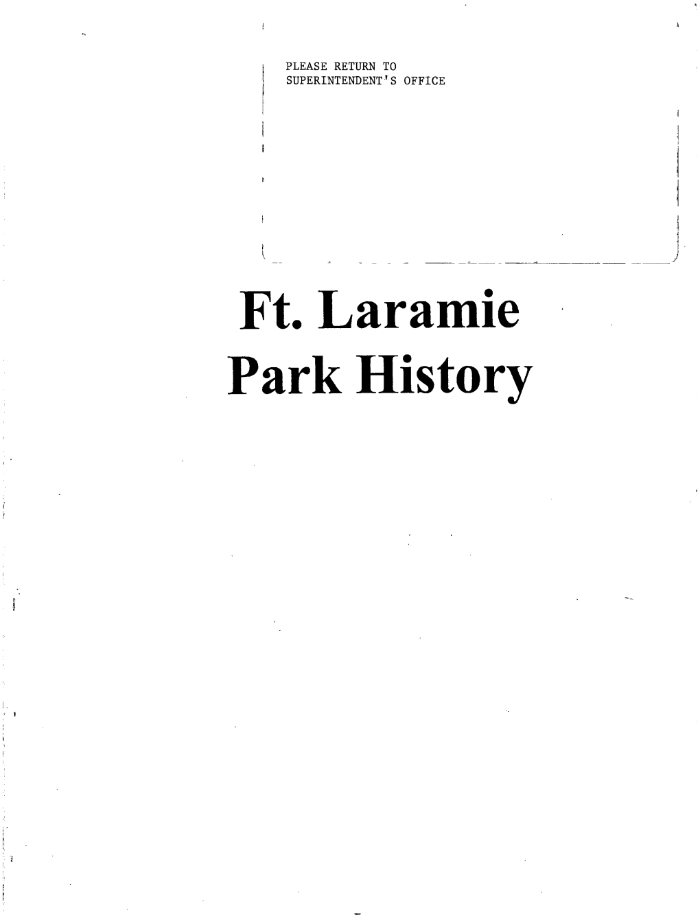 Fort Laramie Park History, 1890-1977