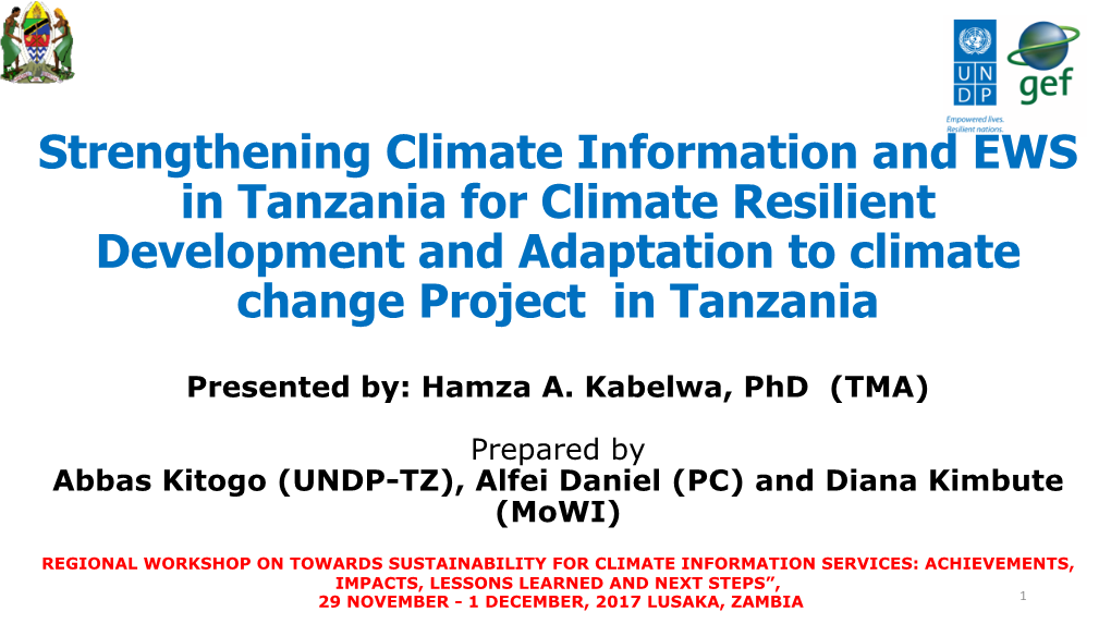 9. Tanzania SCIEWS Project Update