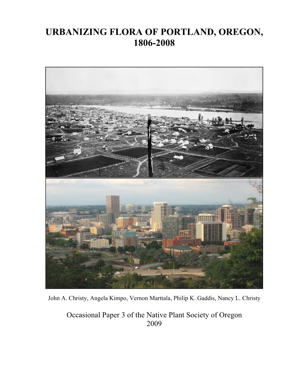 Urbanizing Flora of Portland, Oregon, 1806-2008