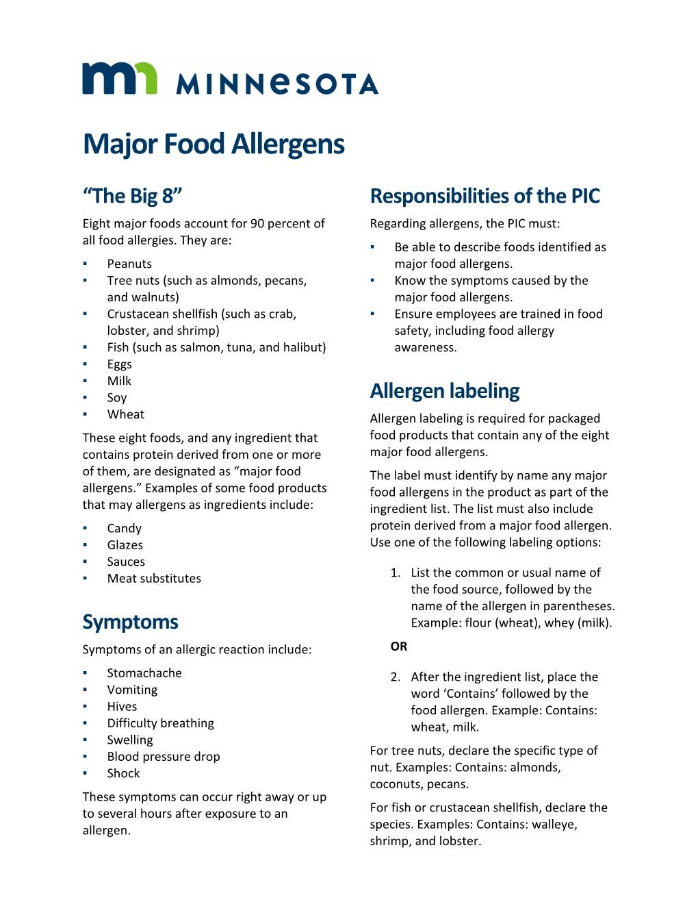 Major Food Allergens