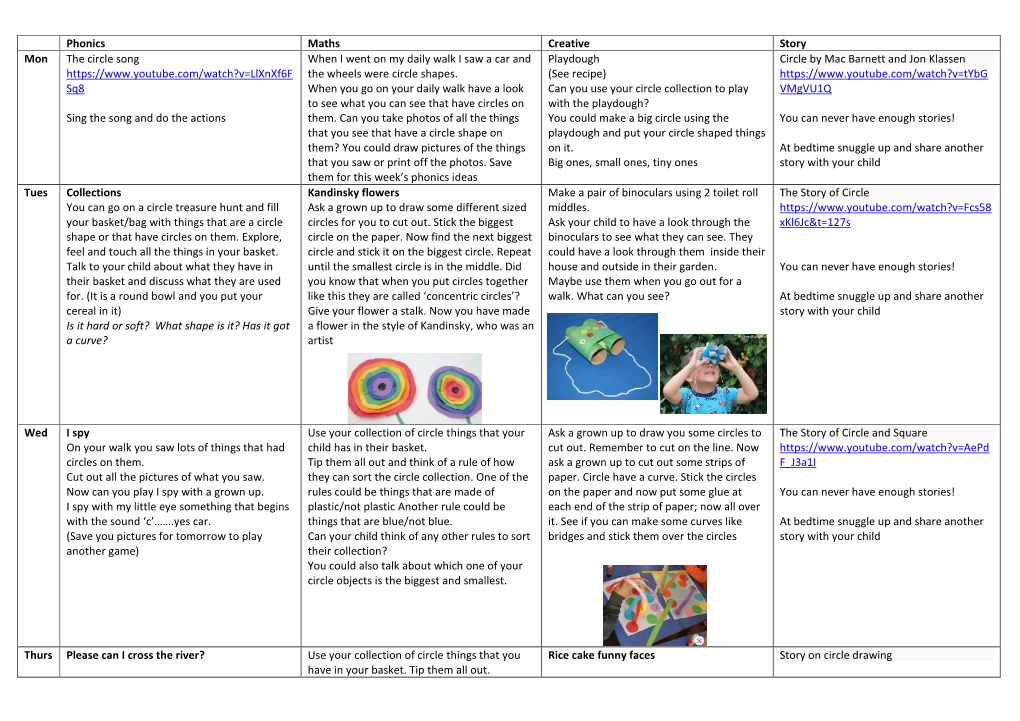 Phonics Maths Creative Story Mon the Circle Song