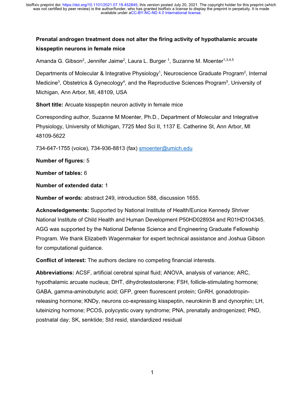 Prenatal Androgen Treatment Does Not Alter the Firing Activity of Hypothalamic Arcuate Kisspeptin Neurons in Female Mice