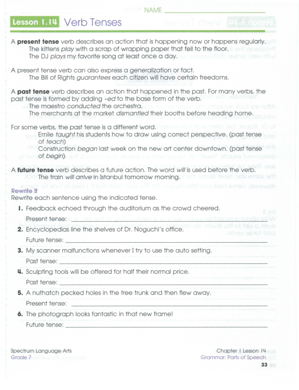 Lesson 1.111 Verb Tenses