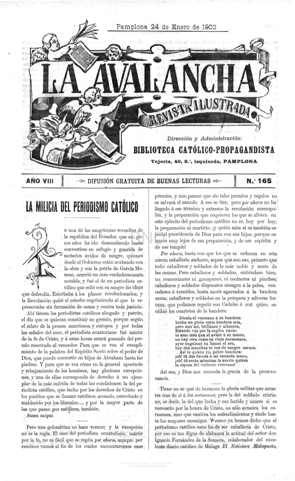 La Avalancha : Revista Ilustrada. Año 8, N. 165 (24 Enero 1902)