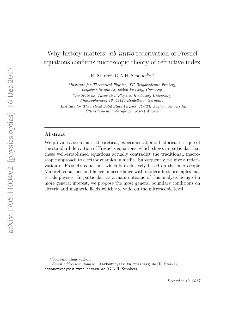 Ab Initio Rederivation of Fresnel Equations Confirms Microscopic