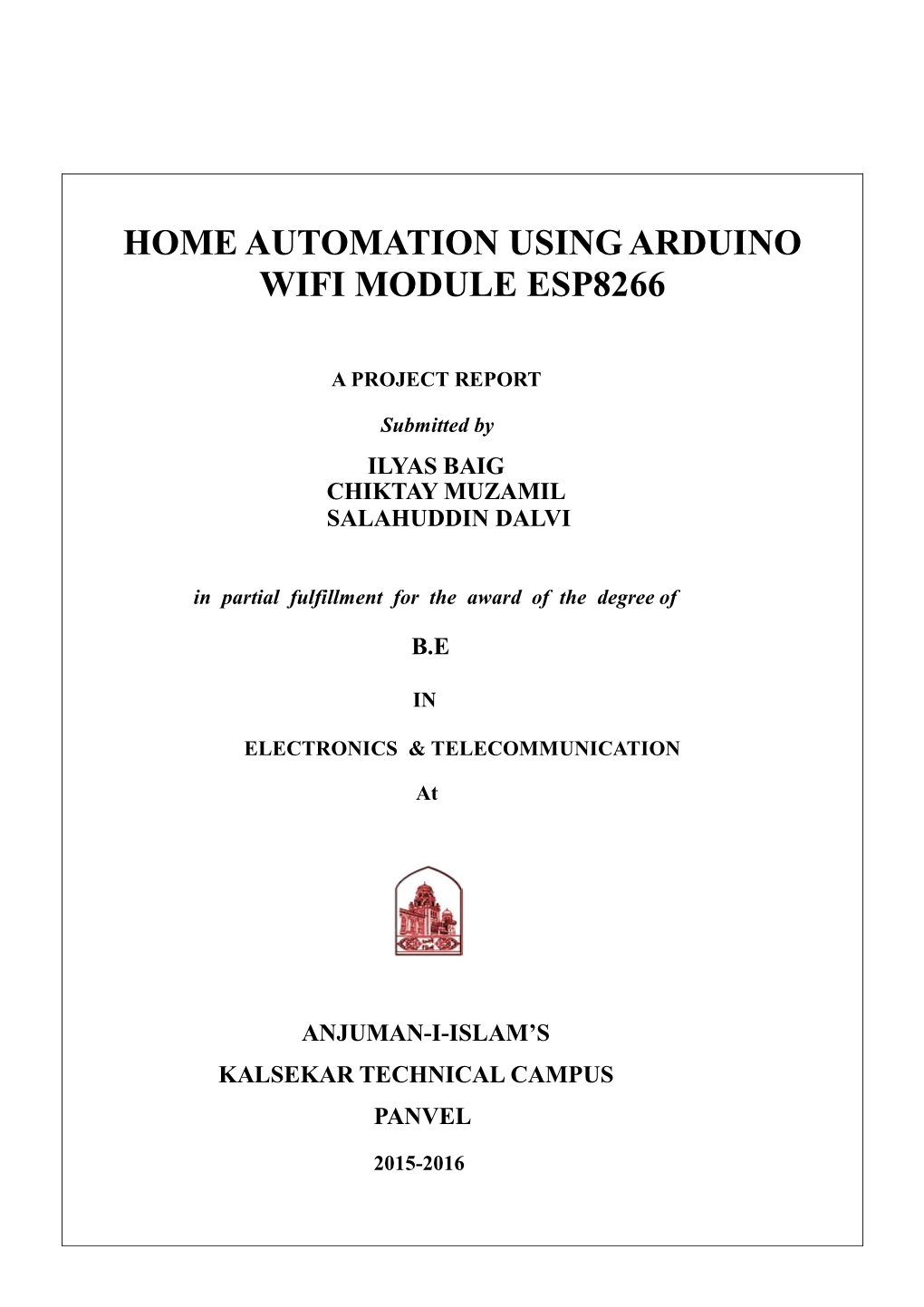 Home Automation Using Arduino Wifi Module Esp8266