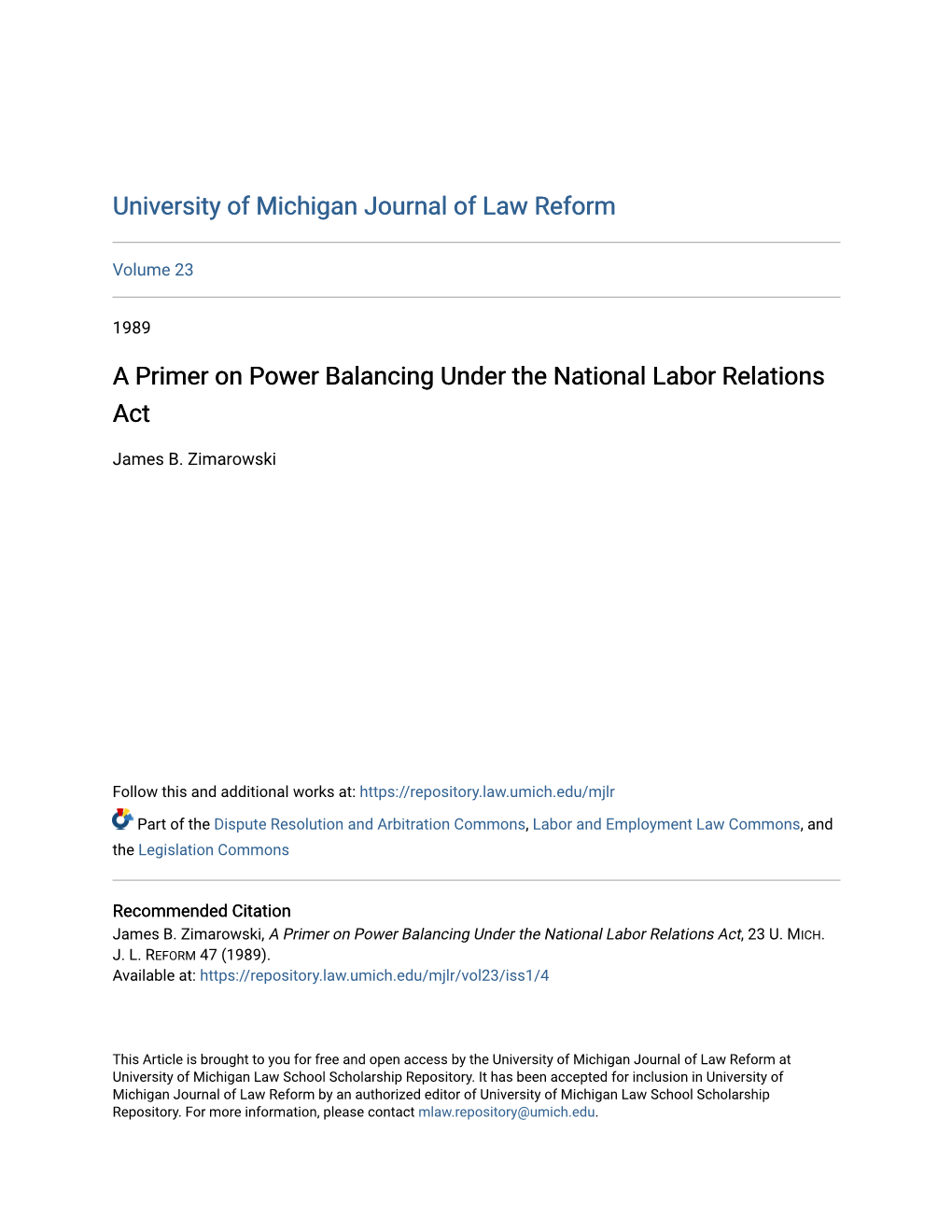 A Primer on Power Balancing Under the National Labor Relations Act