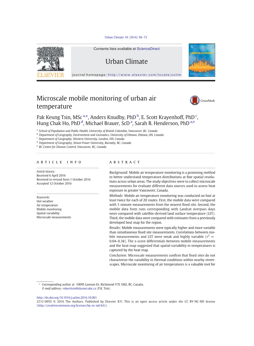 Microscale Mobile Monitoring of Urban Air Temperature