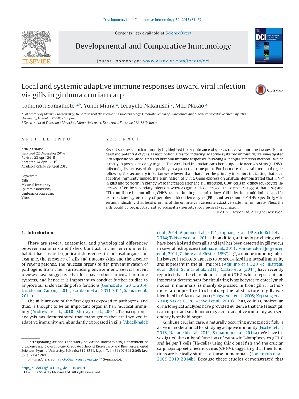 Local and Systemic Adaptive Immune Responses Toward Viral Infection Via