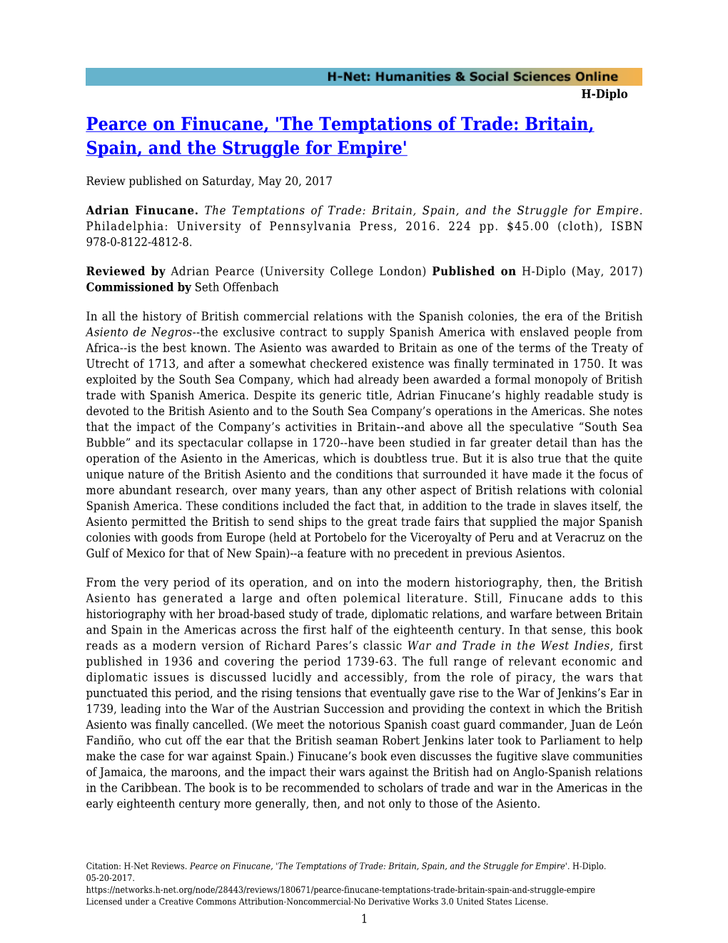 The Temptations of Trade: Britain, Spain, and the Struggle for Empire'