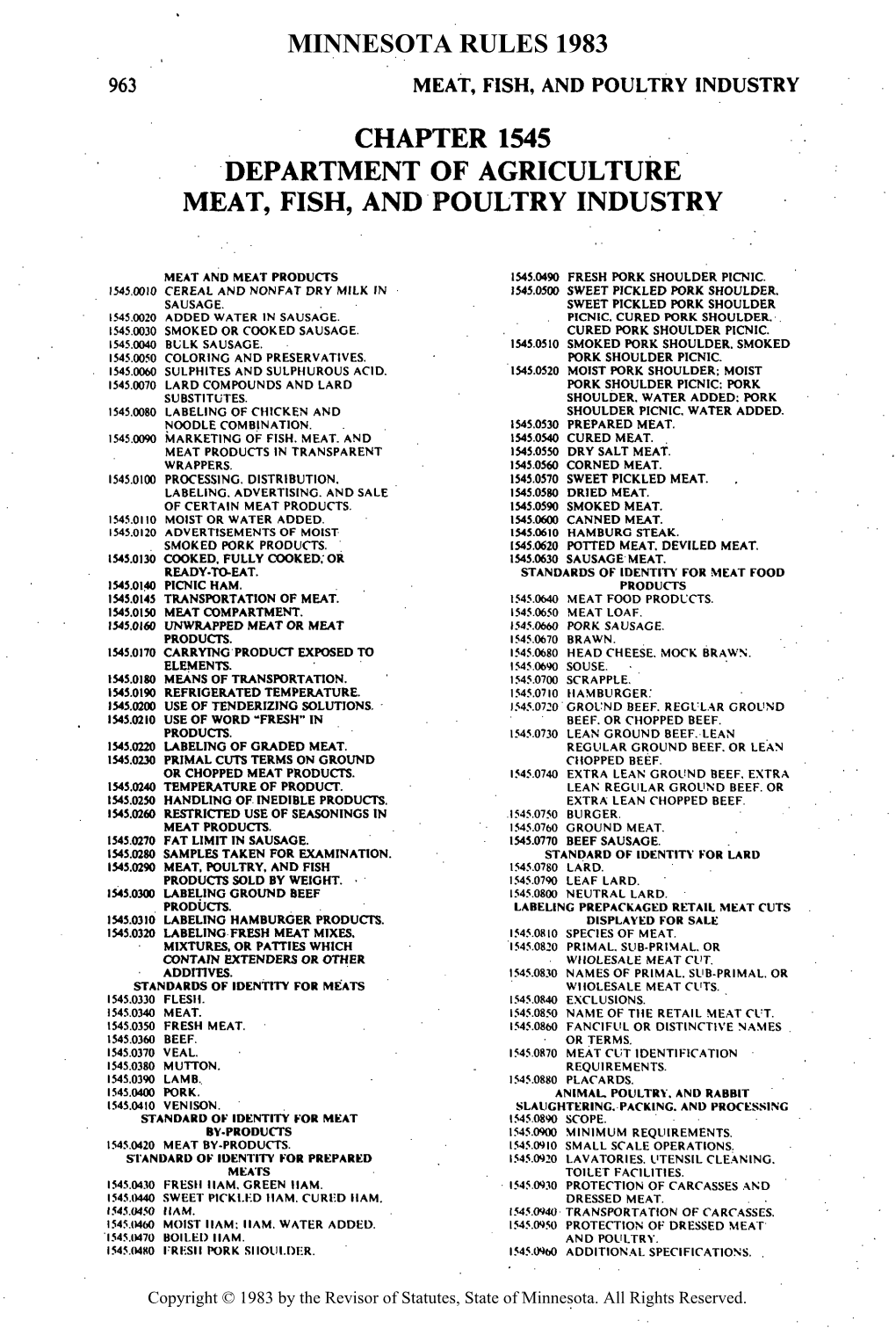 Chapter 1545 Department of Agriculture Meat, Fish, and Poultry Industry