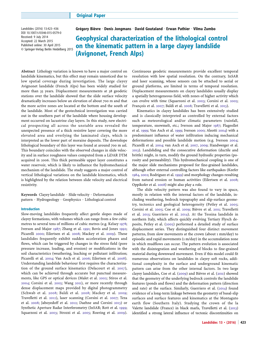 Geophysical Characterization of the Lithological Control on the Kinematic