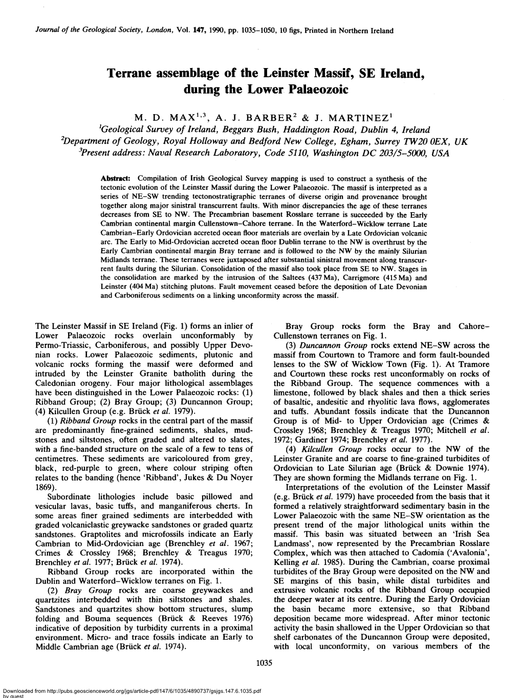 Terrane Assemblage of the Leinster Massif, SE Ireland, During the Lower Palaeozoic